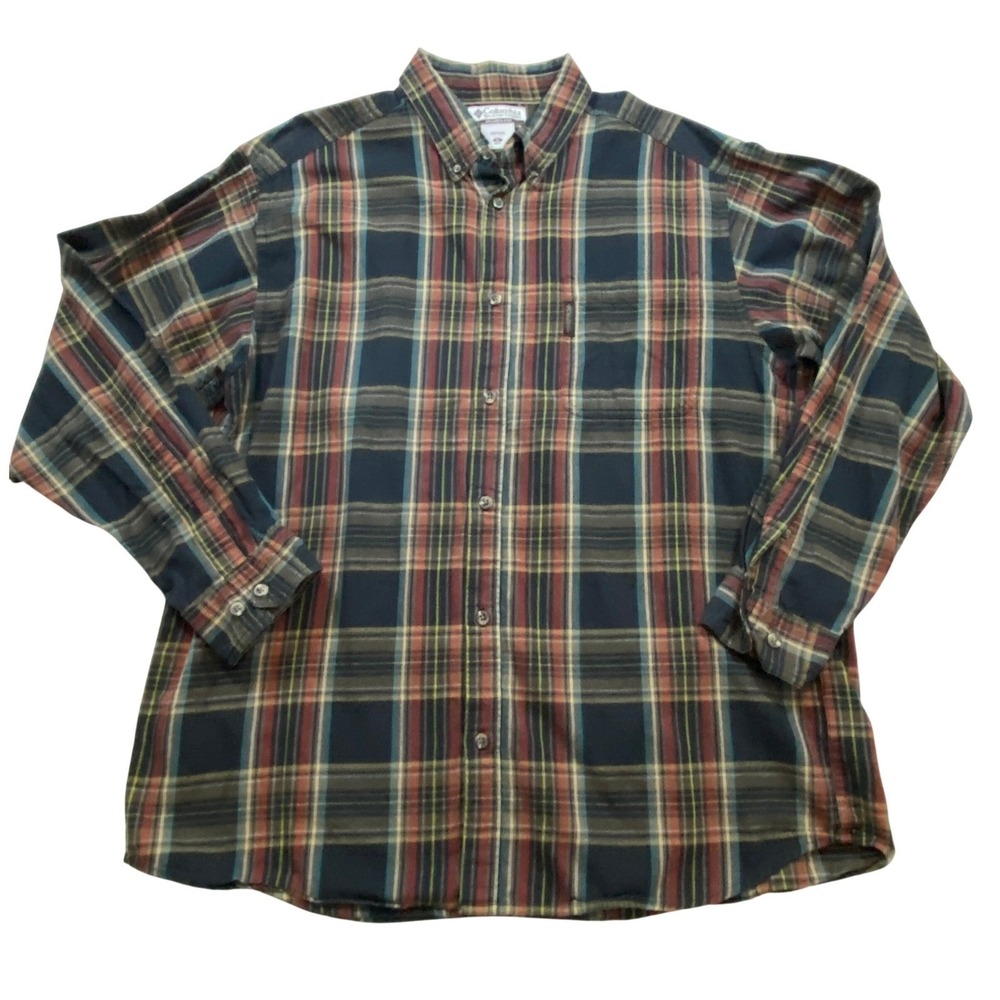 Columbia Plaid Button Up Shirt Men's XL Long Sleeve 100% Cotton‎